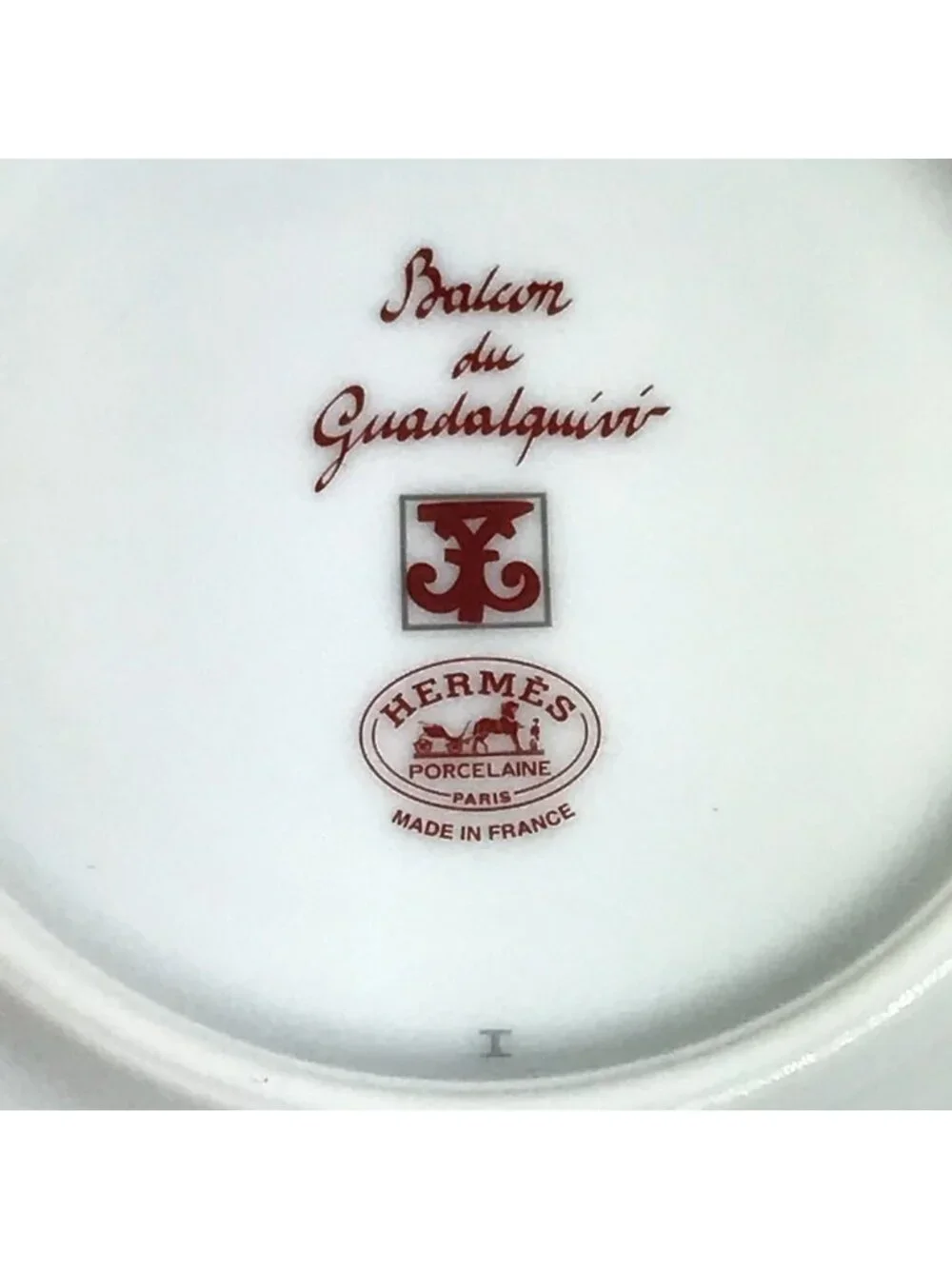 Hermes Teacup Cup & Saucer Set of 2 Pair Pottery White X Red